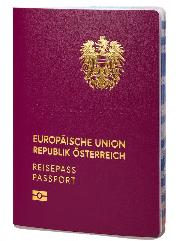 The front cover of the Austrian passport